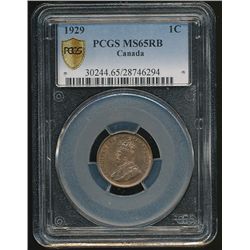 1929 1¢ PCGS MS65RB.  Strong lustre.