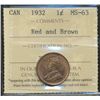 Image 1 : 1932 1¢ ICCS MS63RB.