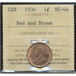 1936 1¢ ICCS MS64RD.