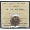 Image 1 : 1953 1¢ SF ICCS MS63RB.