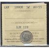 Image 1 : 1890H 5¢ ICCS AU55.