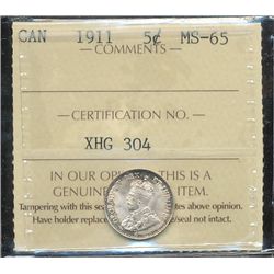 1911 5¢ ICCS MS65.