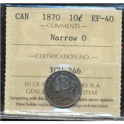 1870 10¢ Nar 0 ICCS EF40.