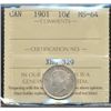 Image 1 : 1901 10¢ ICCS MS64.  Well struck and lustrous issue.
