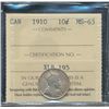 Image 1 : 1910 10¢ ICCS MS63.