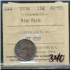 Image 1 : 1934 10¢ ICCS AU55.  Designated with Rim Nick.