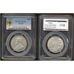 1914 50¢ PCGS AU53.  Light remaining lustre.