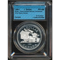 RCM Lot;  includes 1981 $1 Silver CCCS PF69 Ultra Heavy Cameo.  Depicts Trans-Canada Highway.