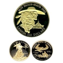 RCM Lot;  includes 1989 $100 Gold Sainte Marie Issue along with US 1999 1/10 oz Gold coin.