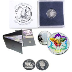 RCM Lot;  includes 1992 Proof $1, 2004 Tiger Swallow, 2001 $10 Lasting Impressions,  Cabot 10¢,  Ree