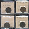 Image 1 : 1891 1¢ SLSD Obv 2 VG10, 1895 EF40, 1900 VF20 & 1901 EF40.  Lot of 4 ICCS Coins.