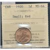 Image 1 : 1920 1¢ Sml ICCS MS64RD.  100% full red and lustrous.
