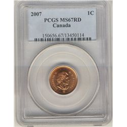 2007 1¢ PCGS MSP67RD.