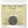 Image 1 : 1924 5¢ ICCS MS64.