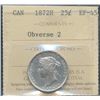 Image 1 : 1872H 25¢ Obv 2 ICCS EF45.