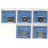 Image 1 : 1872H 25¢, 1919, 1939, 1942 & 1943 all CCCS graded VG to VF30.  Lot of 5 coins.