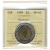 Image 1 : 1999 $2 Nunavut ICCS MS65.