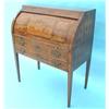 Image 1 : A 19th century Dutch walnut and marquetry cylinder bureau with floral inlaid fall over 2 long dra...