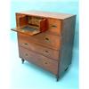 Image 1 : A Victorian brass-bound teak military chest fitted central secretaire drawer flanked by 2 short d...
