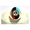 Image 1 : Zuni Multi-Stone Spinner Sunface Sterling Silver Men's Ring - Don Dewa