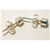 Image 2 : Zuni Turquoise Sterling Silver Dot Post Earrings - Wiston Kalestewa