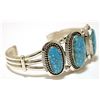 Image 2 : Navajo Spider Web Kingman Turquoise Sterling Silver Cuff Bracelet - Eugene Belone