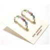 Image 2 : Zuni Multi-Opal Sterling Silver Half-Ring Post Earrings - Bryce Vacit