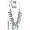 Image 1 : Zuni Turquoise Snake Squash Blossom Sterling Silver Necklace & Earrings Set - Effie Calavaza