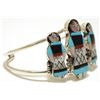 Image 2 : Zuni Multi-Stone Inlay Blue Maiden Sterling Silver Cuff Bracelet - Joyce Waseta