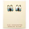 Image 1 : Zuni Multi-Stone Inlay Sterling Silver Butterfly Post Earrings - Beatrice Lateyice
