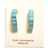 Image 1 : Zuni Turquoise Inlay Sterling Silver Large Half-Ring Post Earrings - Glennetta Luna