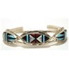 Image 1 : Zuni Multi-Stone Inlay Sterling Silver Cuff Bracelet - Leslie Lamy