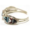 Image 3 : Zuni Multi-Stone Inlay Sterling Silver Cuff Bracelet - Leslie Lamy