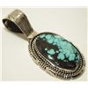 Image 2 : Navajo Spider Web Turquoise Sterling Silver Pendant - Eugene Belone