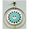 Image 2 : Zuni Multi-Stone Spinner Knifewing Kachina & Sun Pendant - Fred & Lolita Natachu