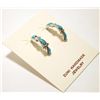 Image 2 : Zuni Turquoise Sterling Silver Small Half-Ring Post Earrings - Bryce Vacit