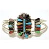 Image 1 : Zuni Multi-Stone Needlepoint Sterling Silver Cuff Bracelet - Valencia Halusewa