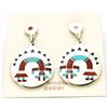 Image 1 : Zuni Multi-Stone Inlay Rainbow Kachina Sterling Silver Post Earrings - Fred & Lolita Natachu