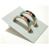 Image 2 : Zuni Multi-Stone Inlay Sterling Silver Half-Ring Post Earrings - Malcolm Chavez
