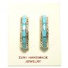 Image 1 : Zuni Turquoise Inlay Sterling Silver Half-Ring Post Earrings - Malcolm Chavez