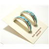 Image 2 : Zuni Turquoise Inlay Sterling Silver Half-Ring Post Earrings - Malcolm Chavez
