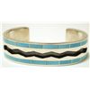 Image 1 : Zuni Turquoise Inlay Sterling Silver Cuff Bracelet - Larry Loretto