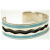 Image 2 : Zuni Turquoise Inlay Sterling Silver Cuff Bracelet - Larry Loretto