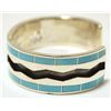 Image 3 : Zuni Turquoise Inlay Sterling Silver Cuff Bracelet - Larry Loretto