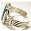 Image 3 : Navajo Blue Diamond Turquoise Sterling Silver Cuff Bracelet - Eugene Belone