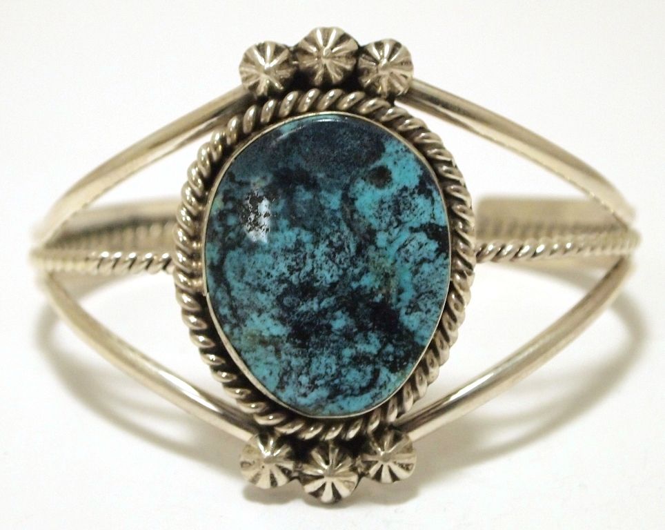 Old Pawn Navajo Pilot Mountain Turquoise Sterling Silver Cuff Bracelet ...
