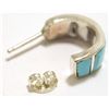 Image 3 : Zuni Turquoise Inlay Sterling Silver Half-Ring Post Earrings - Glennetta Luna