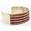Image 2 : Zuni Coral Overlay Sterling Silver Cuff Bracelet - Sheldon Lalio