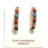 Image 1 : Zuni Multi-Stone Sterling Silver Half-Ring Post Earrings - Carmichael Walela