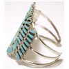 Image 3 : Zuni Turquoise Needlepoint Sterling Silver Cuff Bracelet - L Byjce